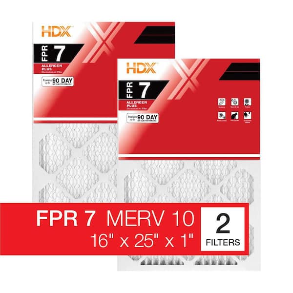 16 in. x 25 in. x 1 in. Allergen Plus Pleated Air Filter FPR 7, MERV 10 (2-Pack)