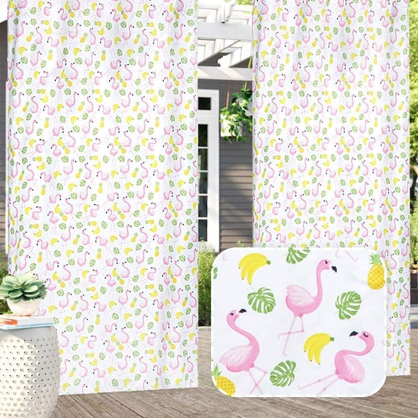 Pro Space Outdoor Printed Curtains,54'' x 84'', 1 Panel, Flamingo G