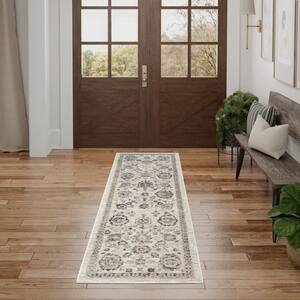 Renewed Ivory Multicolor 2 ft. x 8 ft. Distressed Traditional Runner Area Rug