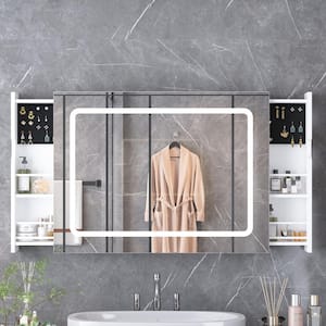 44.1 in. W x 23.6 in. H Rectangular Bathroom Medicine Cabinet with Mirror, Retractable Shelves, Anti-Fog, LED Lights