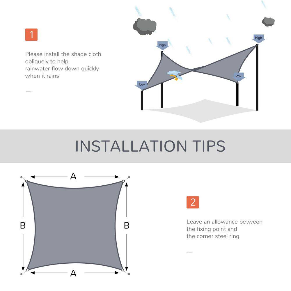 Grey 20' x 13' High-Density Polyethylene Outdoor Sun Shade Sail
