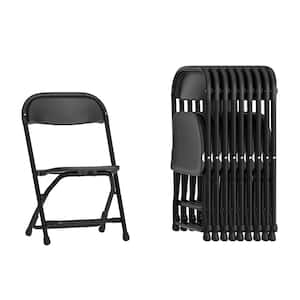 Black Kids Plastic Folding Chairs (Set of 10)