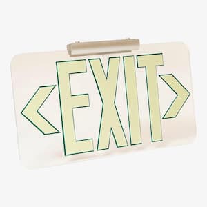 Clear Lucite 50' Visibility 5 fc Rated Energy-Free Photoluminescent UL924 Emergency Exit Sign LED Compliant - GR Outline