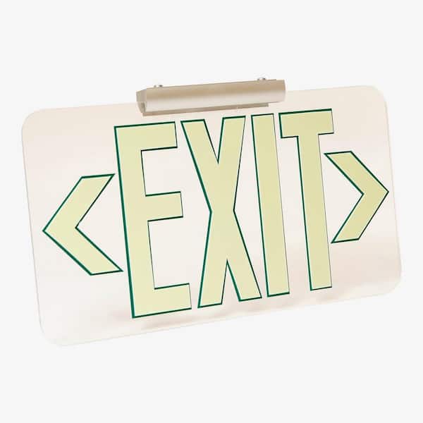 LumAware Clear Lucite 50' Visibility 5 fc Rated Energy-Free Photoluminescent UL924 Emergency Exit Sign LED Compliant - GR Outline