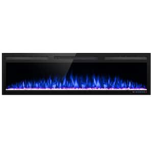 72 in. Wall-Mounted ElectricFireplace Insert, Alexa-EnabledFireplace Smart Control, TouchScreen, 1500W, Black