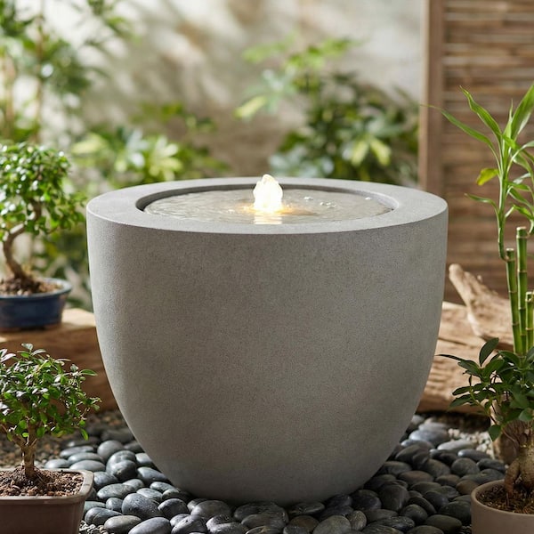 Sunnydaze Textured Polystone Oval Bowl Outdoor Urn Bubble Fountain