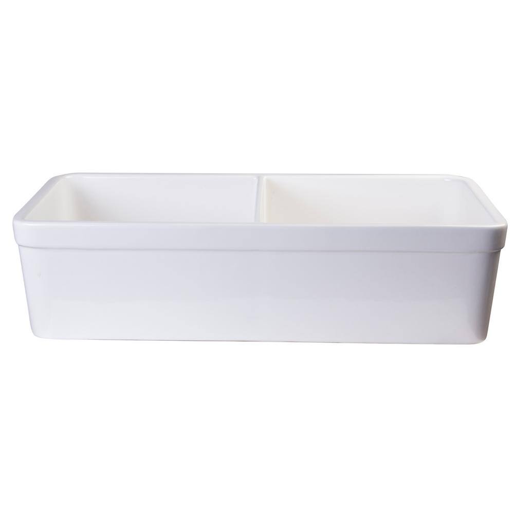32'' White Double Bowl Fireclay Farmhouse Kitchen Sink
