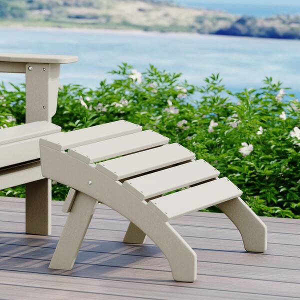 Altura Sand Plastic Outdoor Patio Weather Proof Folding Ottoman for Adirondack Chair