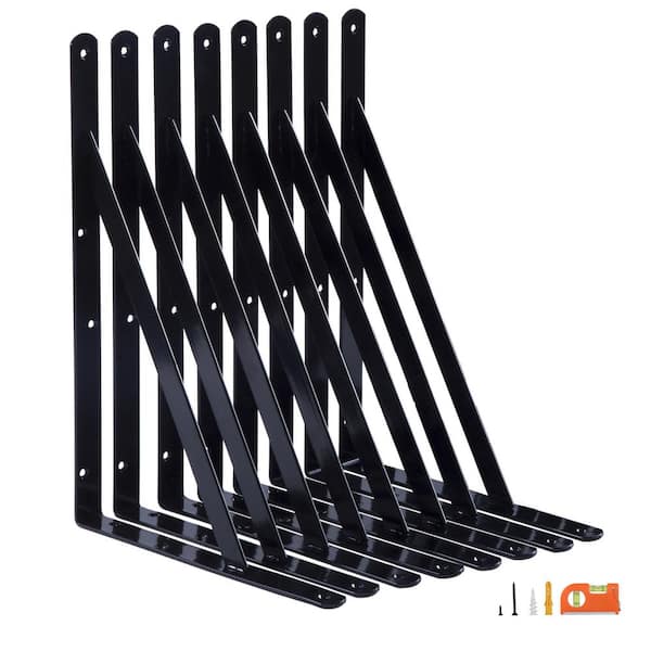 18 in. Heavy Duty Shelf Brackets, 90° Triangle Large L Bracket for Garage Floating Storage Shelves (8-Pack)