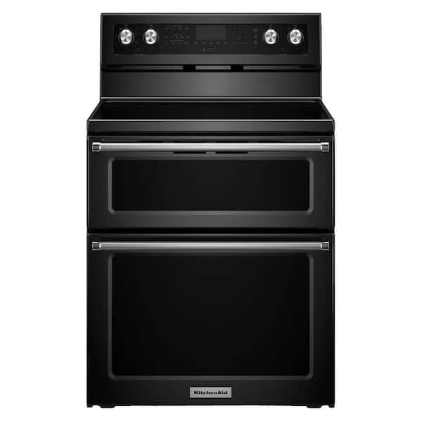 KitchenAid 6.7 cu. ft. Double Oven Electric Range with Self-Cleaning Convection Oven in Black