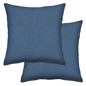 Outdoor Square Toss Pillow Textured Solid Pacific Blue (Set of 2)