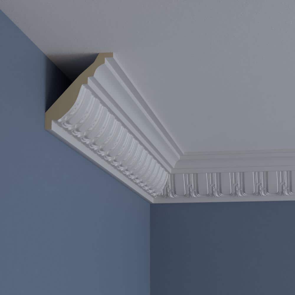 Primed White Polyurethane Geometric Crown Moulding Sample