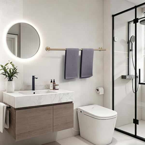 32 in. Wall Mounted Towel Bar in Brushed Gold