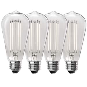 100-Watt Equivalent ST19 Dimmable Straight Filament Clear Glass E26 Vintage Edison LED Light Bulb, Daylight (4-Pack)