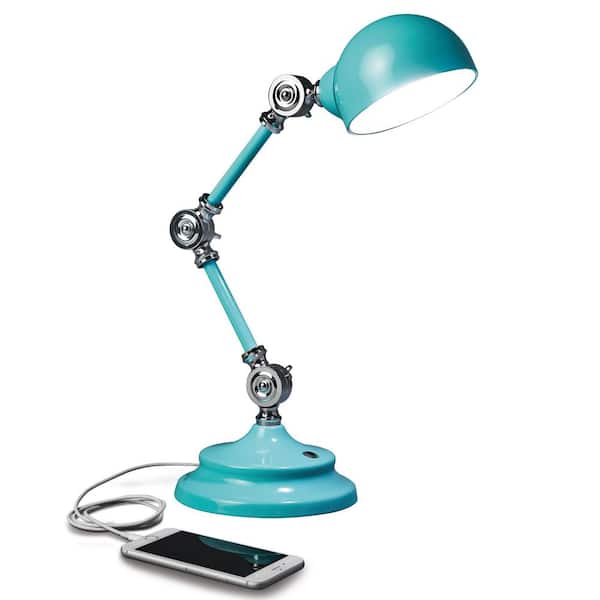 OttLite 12.5 in. Turquoise Wellness Series Revive LED Desk Lamp