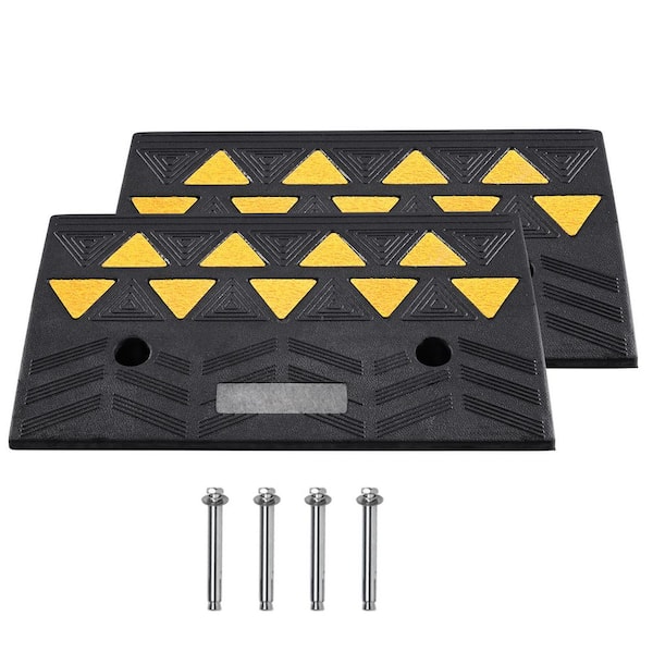 Rubber Curb Ramp 2 Pack, 5 in. Rise Height Heavy-Duty 33069 lbs. /15 T Capacity Threshold Ramps, Driveway Ramps