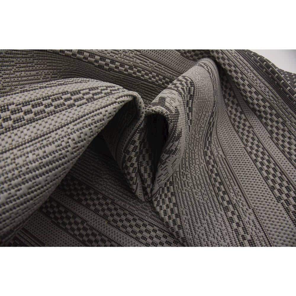 Gray Synthetic 9' x 12' Reversible Outdoor Area Rug