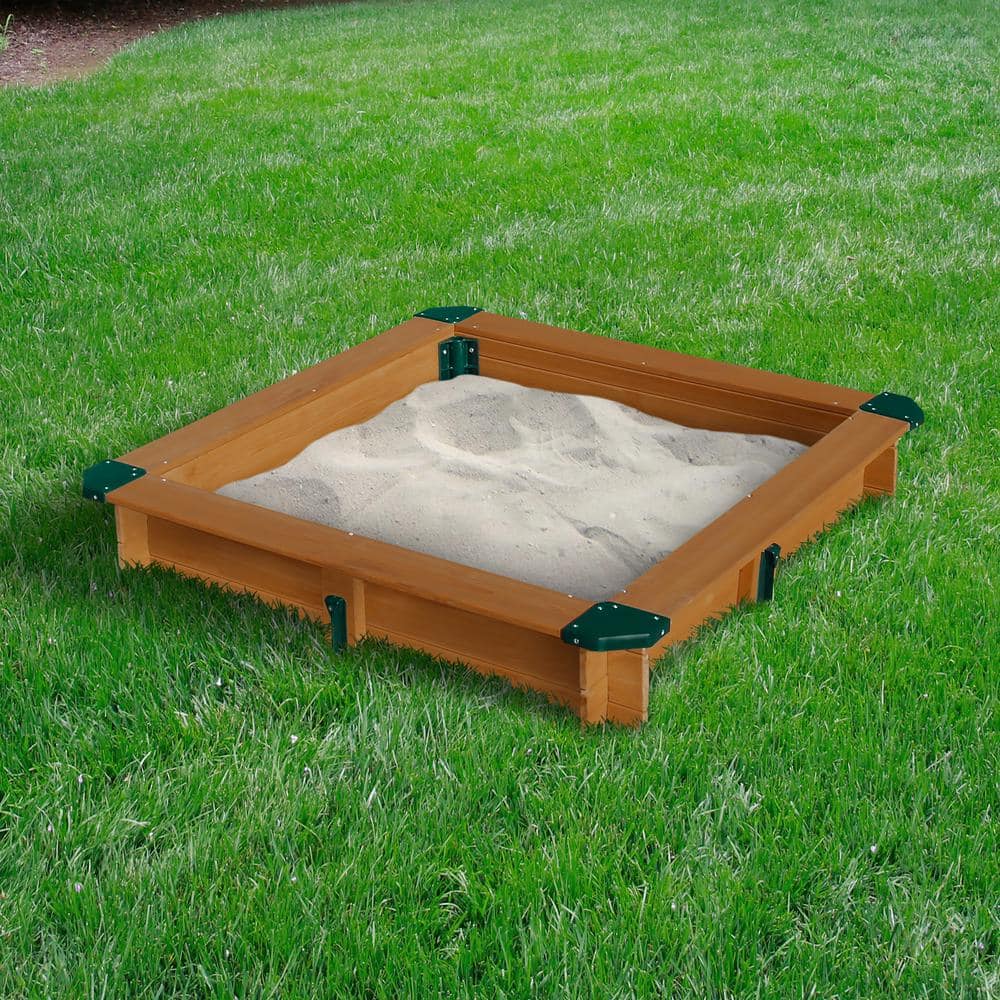Cedar Wood Square Sandbox with Green Cover