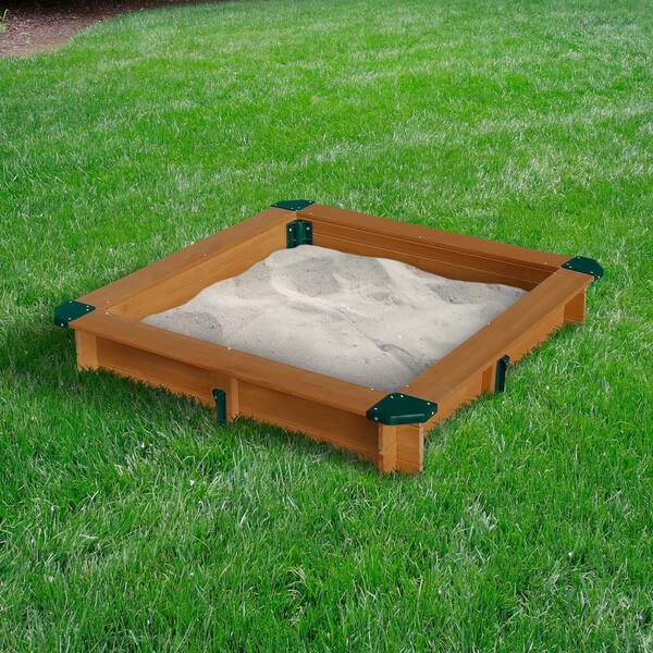 Gorilla Playsets 3-3/4 ft. x 3-3/4 ft. x 8 in. Square Interlocking Wood  Sandbox with Cover 02-3018 - The Home Depot