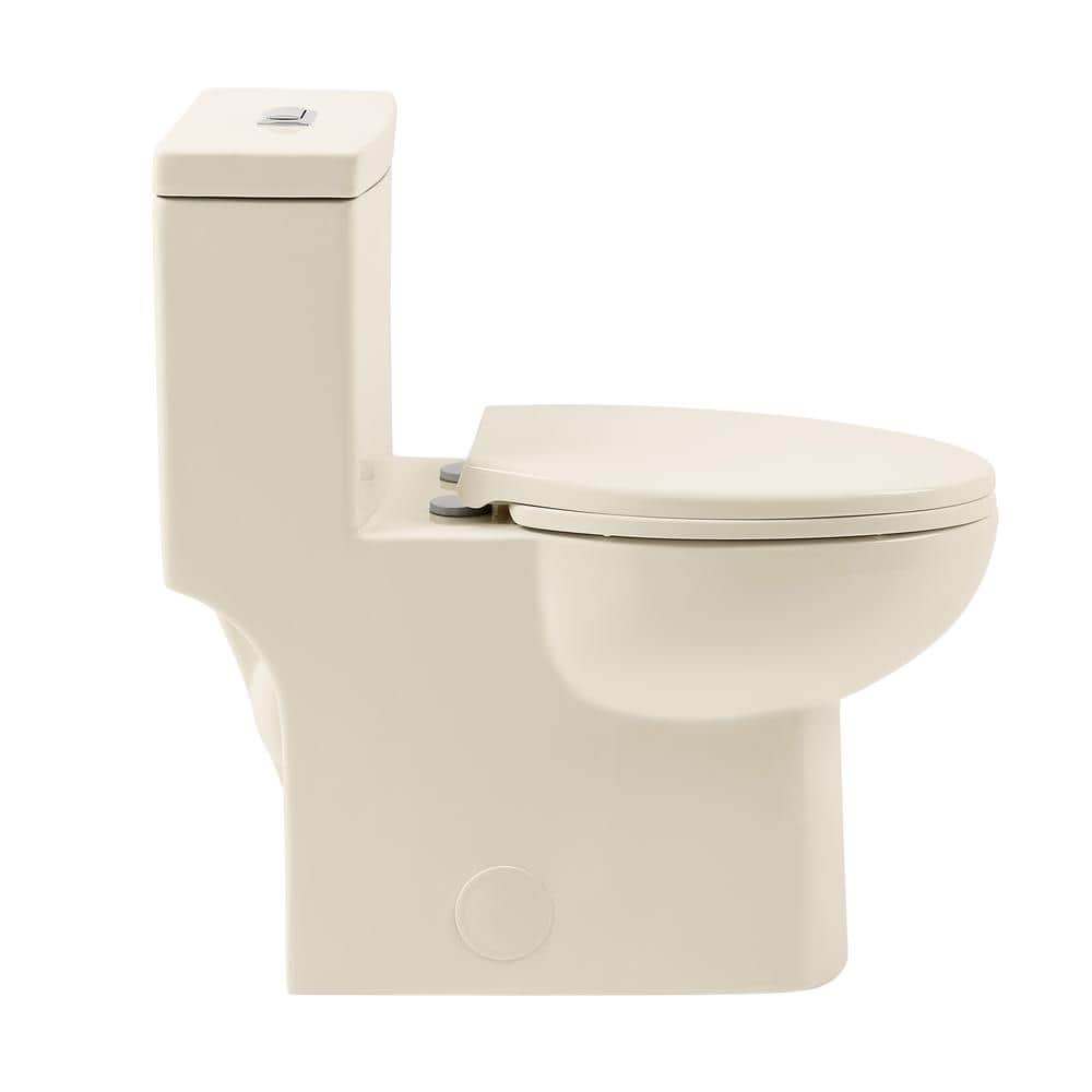 Bisque Elongated Dual Flush One-Piece Toilet