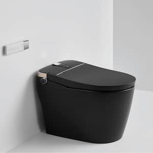 12 in. 1-piece 1.28 GPF Single Flush Elongated Toilet in Matter Black Heated Seat with Auto Flaush, Auto Open/Close