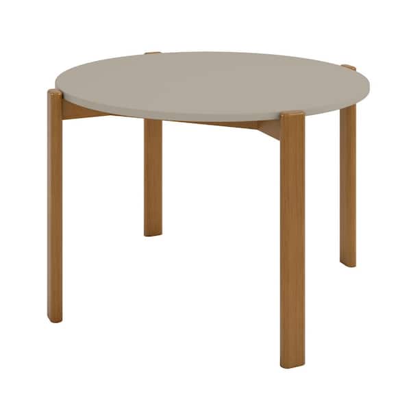 Manhattan Comfort Mid-Century Modern Gales Round 46.54 Dining Table with Solid Wood Legs in Greige Manhattan Comfort Mid-Century Modern Gales Round 46.54 Dining Table with Solid Wood Legs in Greige