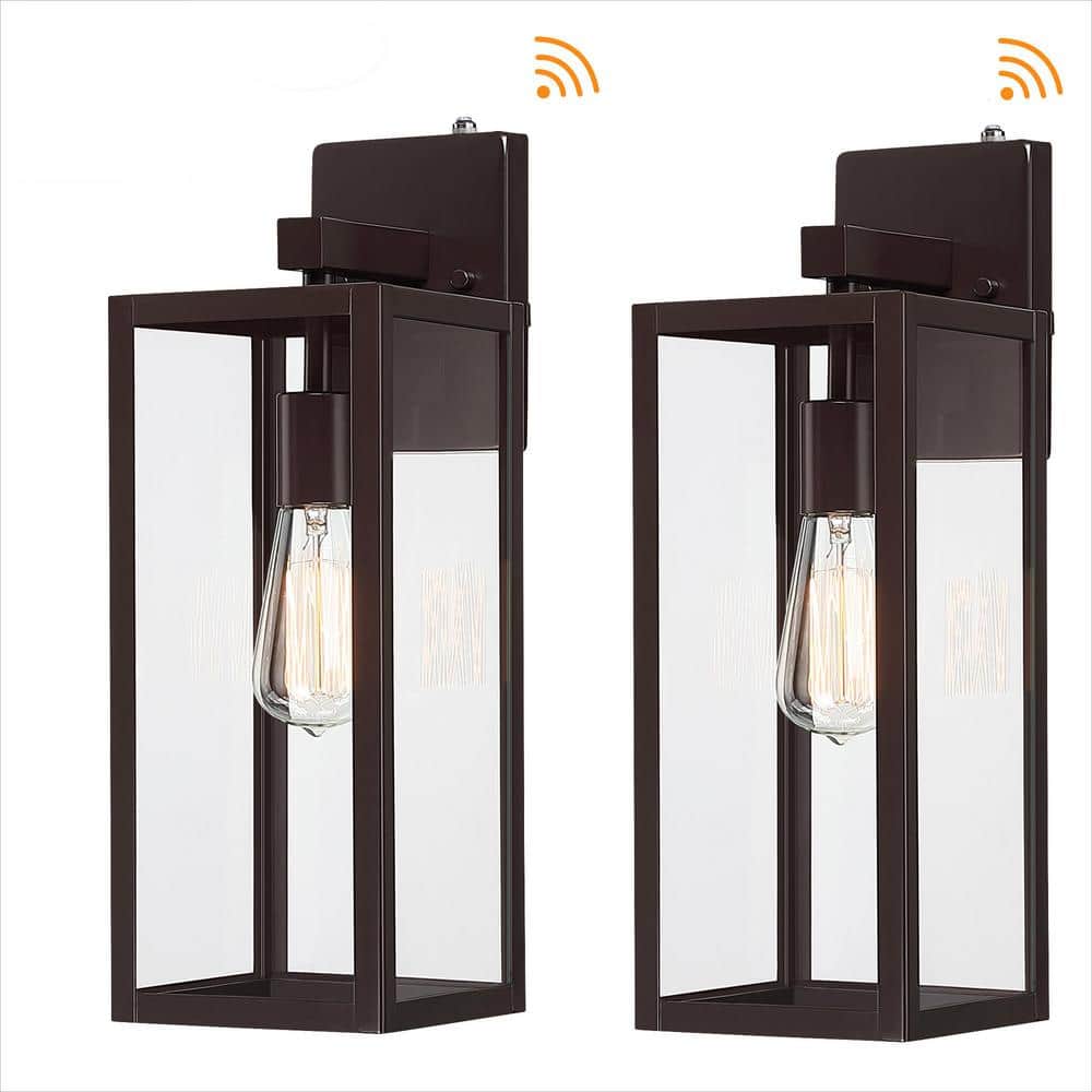 Martin 18 in. 1-Light Bronze Hardwired Outdoor Wall Lantern Sconce with No Bulbs Included Dusk to Dawn (2-Pack) price history on PriceWatchPro