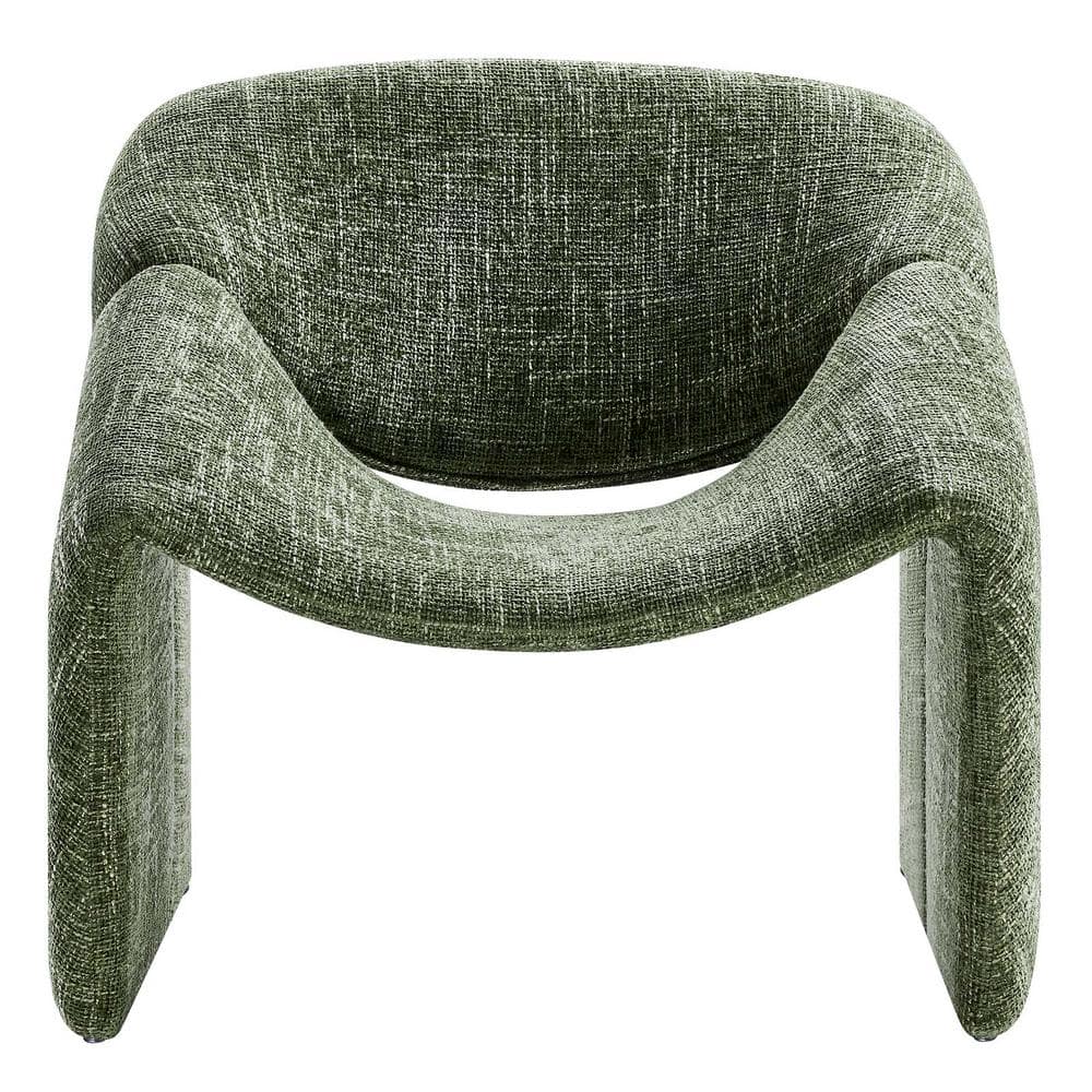 Basil Green Faux Leather Barrel Accent Chair with Metal Frame