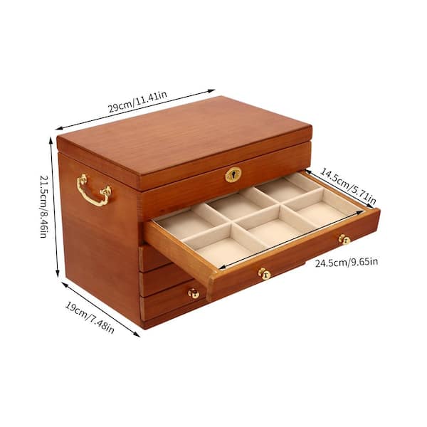 Wood Jewellery Organizer Box Divided Storage Walnut Wood Glass Lid Snack  Tray Home Decor Minimalist Design Housewarming Gift 