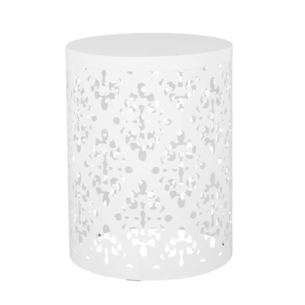 専用１１１ White Metal Outdoor Side Table 73605WHI - The Home Depot