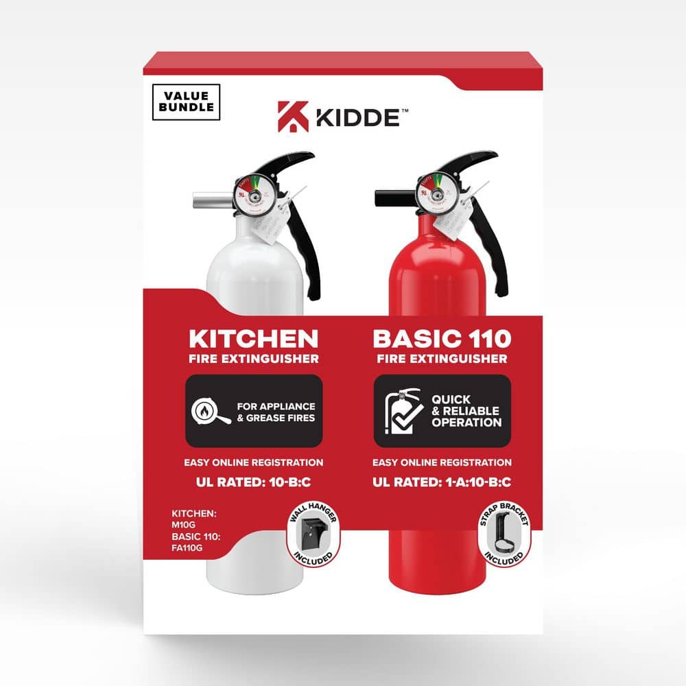 Kidde Residential and Kitchen (1-A:10-B:C) Class ABC and Class BC 2.5 lbs. Fire Extinguisher (2-Pack) 21030930 21030930 - The Home Depot