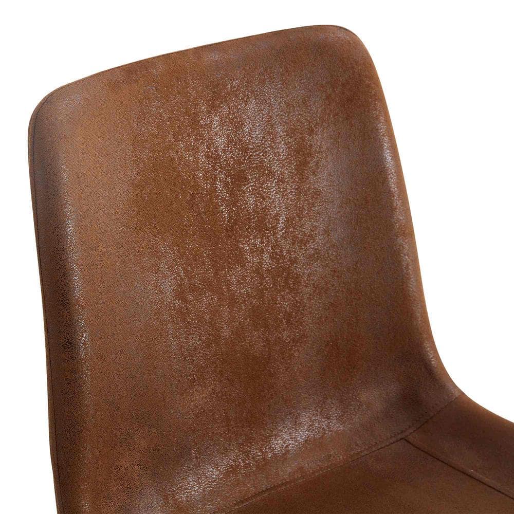 Brown Suede Upholstered High Back Side Chair Set with Metal Legs