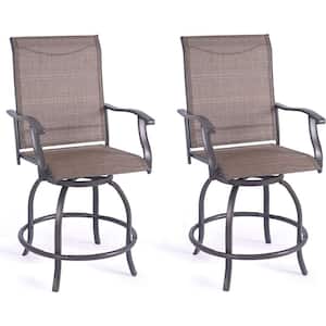 Isabella High Swivel Metal Frame Outdoor Bar Stools with Beige Color