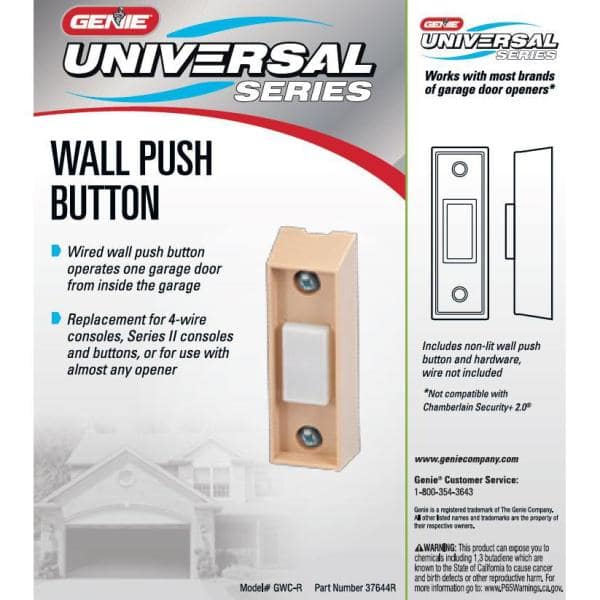 Genie Universal Garage Door Opener Interior Wall Push Button Gwc R The Home Depot