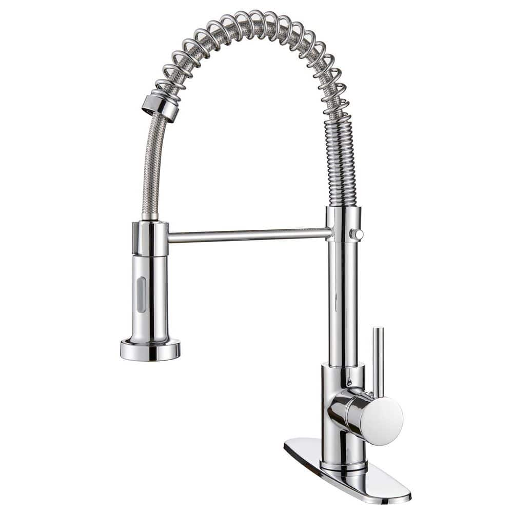 Heemli Spiral Tube Single Handle Gooseneck Pull Out Sprayer Kitchen   Chrome Pull Out Kitchen Faucets Kbn0201c 64 1000 