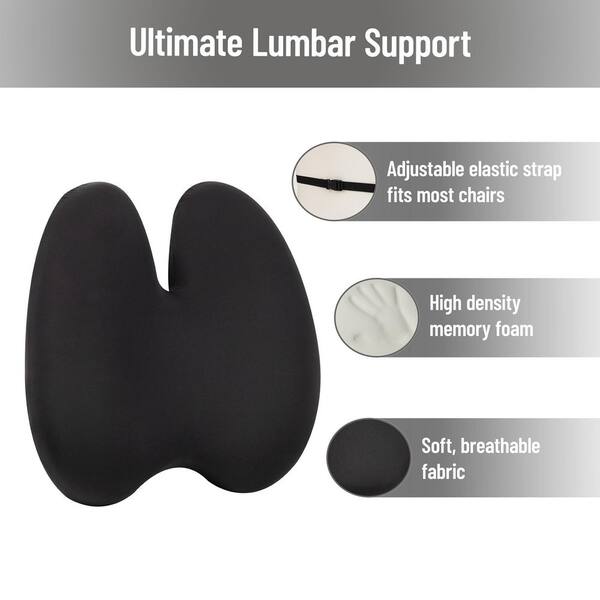 Mind Reader Black Lumbar Support Pillow with Air-Cloud Technology