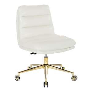 Legacy Office Chair in Deluxe White Faux Leather with Gold Finish Base