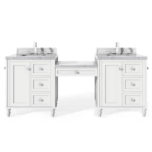 Copper Cove Encore 86in.W x 23.5 in.D x 36.3 in.H Double Bath Vanity in Bright White w/ Solid Surface Top in Arctic Fall