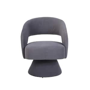 Fabric Upholstered Gray Swivel Accent Chair Armchair Round Barrel Chair Comfy Single Sofa Modern Side Chair
