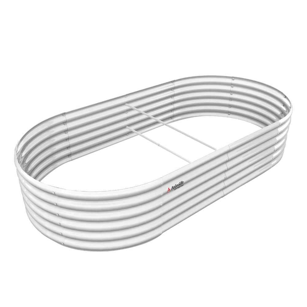 White 8X4X1.5 ft Galvanized Raised Garden Beds Outdoor, Oval Large Metal Planter Box for Planting Vegetables price history on PriceWatchPro