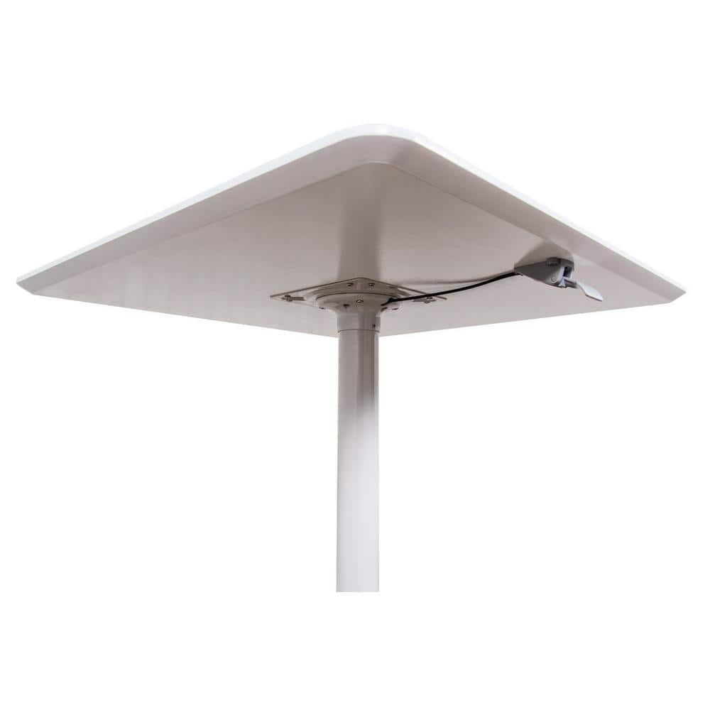 36" White Adjustable Height Square Cafe Table with Steel Base