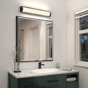 Glamour 27 in. 1-Light Black Modern Integrated LED 3 CCT Vanity Light Bar for Bathroom