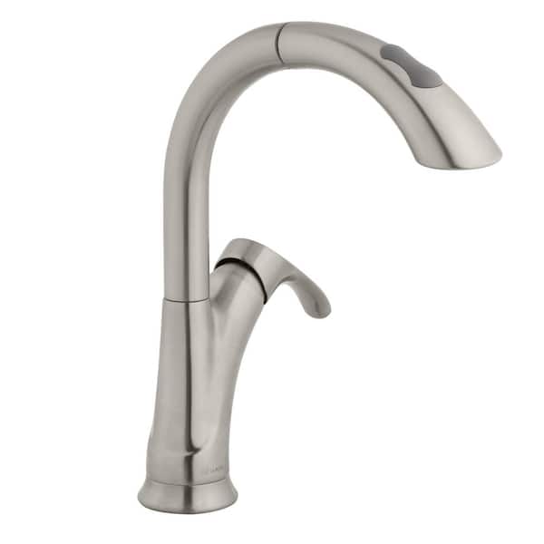 Ginger Single-Handle Pull-Down Sprayer Kitchen Faucet in Brushed Nickel Ginger Single-Handle Pull-Down Sprayer Kitchen Faucet in Brushed Nickel
