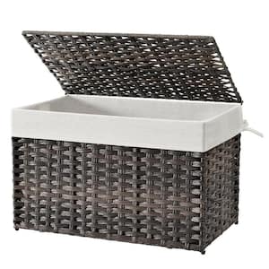 Brown 26 in. x 15.7 in. Polypropylene Decorative Basket with Handles and Removable Liner