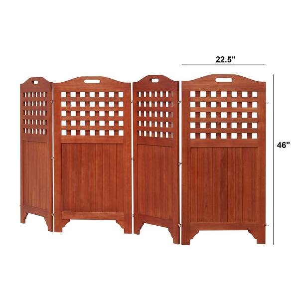ITOPFOX 46 in. Reddish Brown Wood Patio Privacy Screen with 4-Panels, Weather-Resistance and UV-Resistant