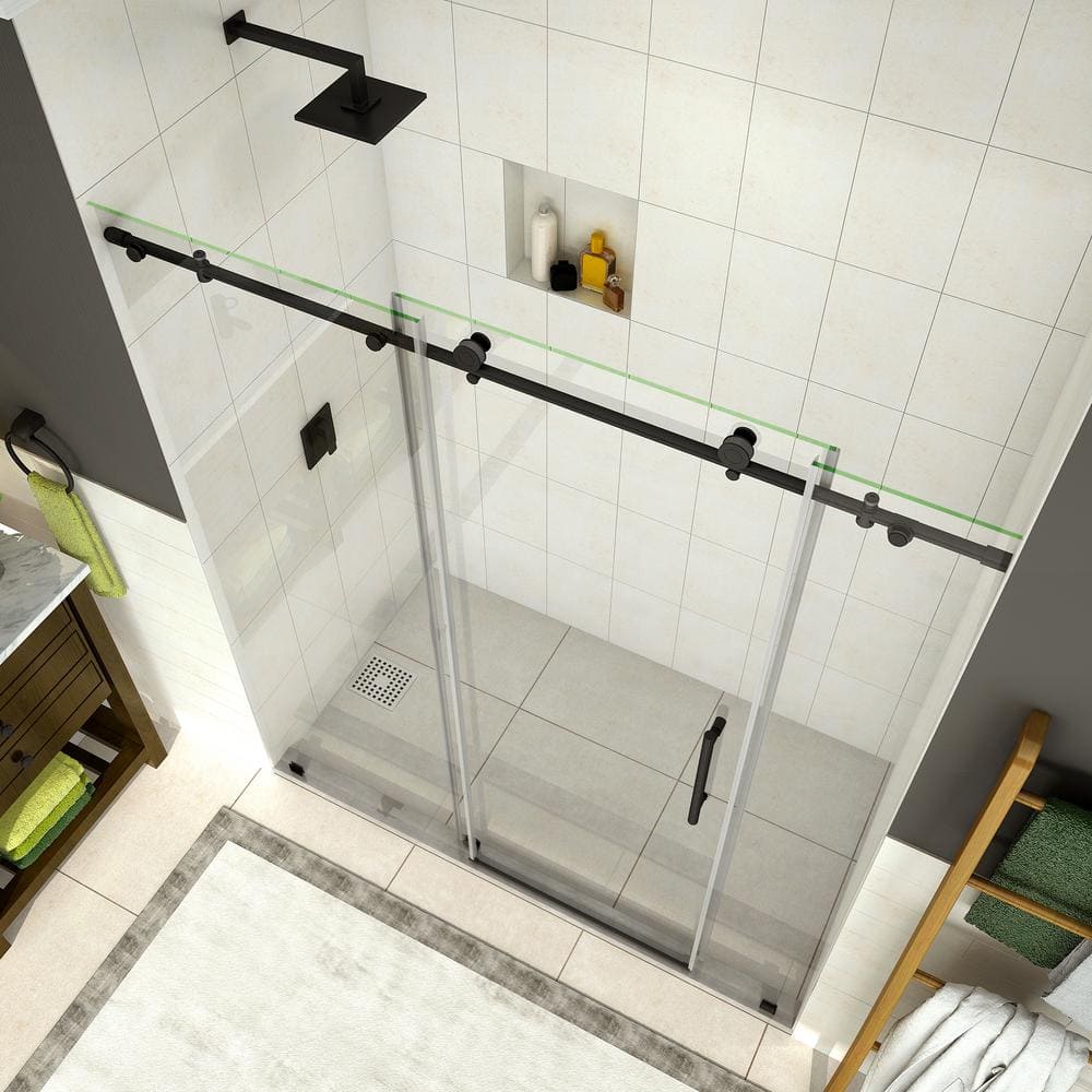 Aston SDR984EZ-MB-72-10 Coraline 72" x 76" Single Sliding Frameless Shower Door