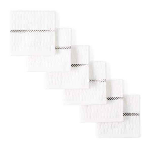 TOWN & COUNTRY LIVING Clorox White/Grey Antimicrobial Solid Cotton Dish Cloth Set (6-Pack)