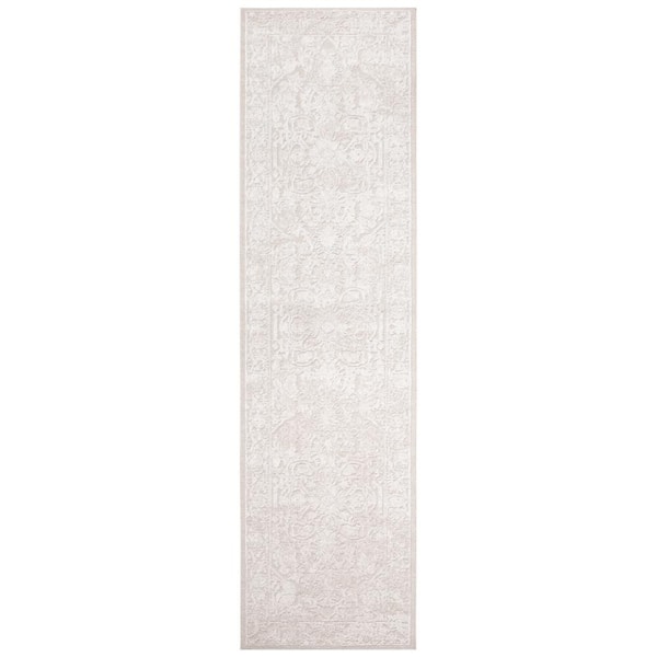 Reflection Cream/Ivory 2 ft. x 16 ft. Border Floral Runner Rug