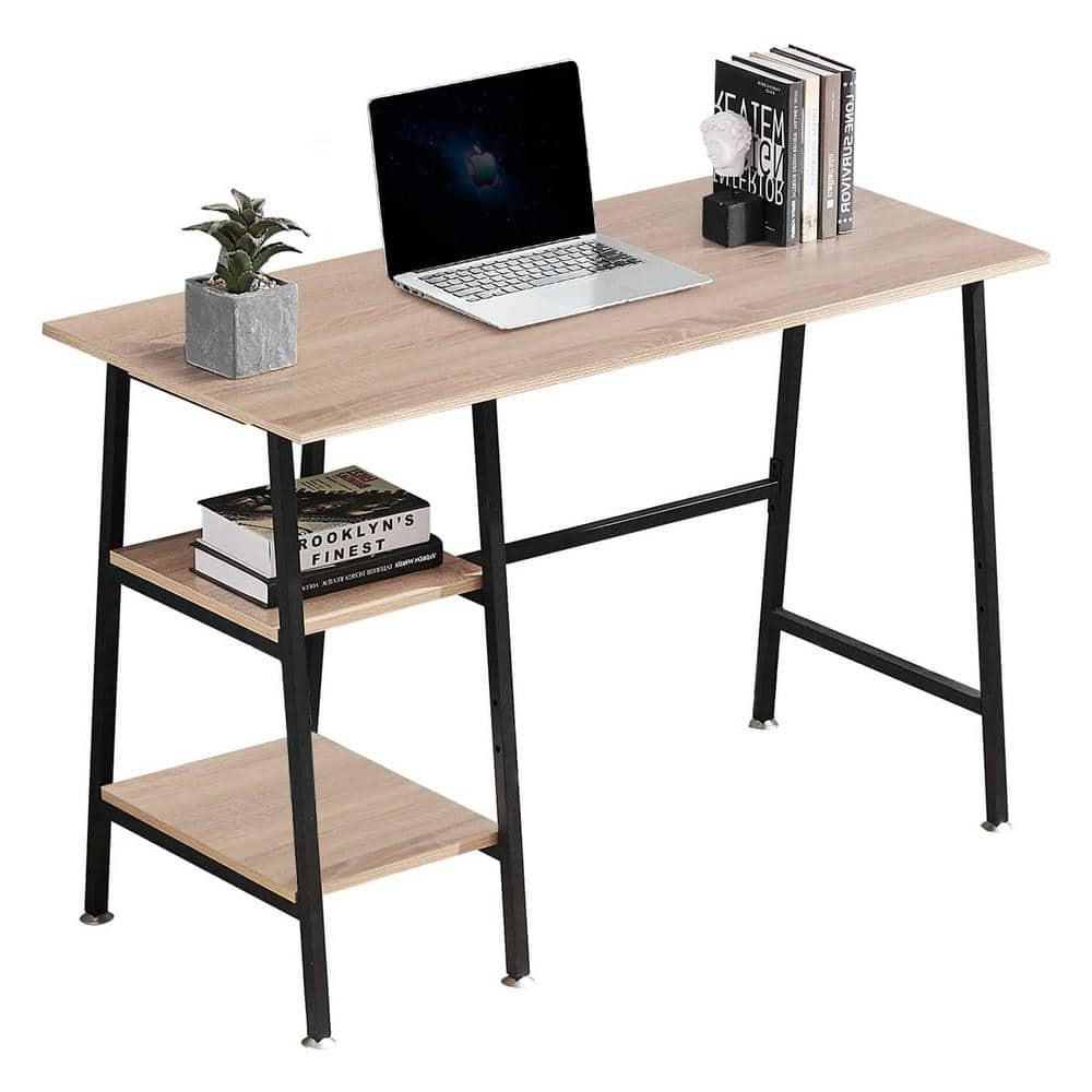 VECELO 43 in. Computer Desk, Home Office Writing Storage Desk Simple Table  Modern Student Study Desk, Water Proof, Oak KHD-DC-NS03-BLU - The Home Depot