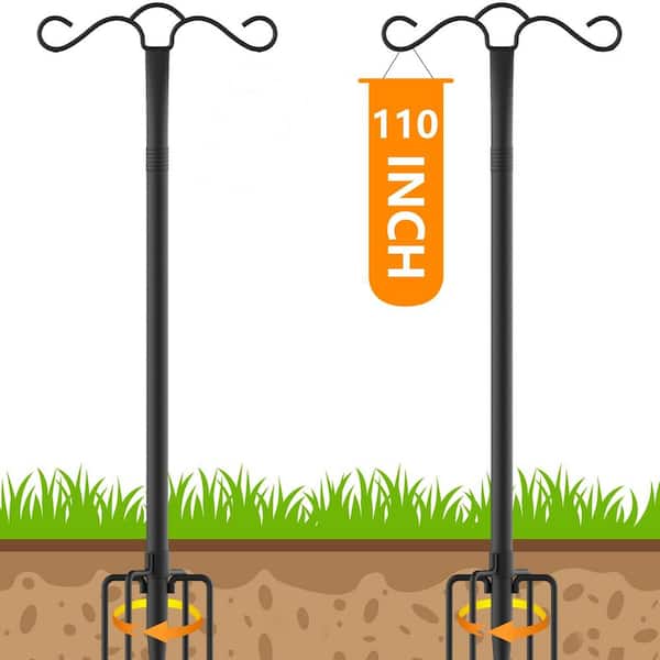 Unbranded 110 in. Metal Adjustable Shepard's Hooks for Outdoor, Hanging Hummingbird Feeder (2-Pack)